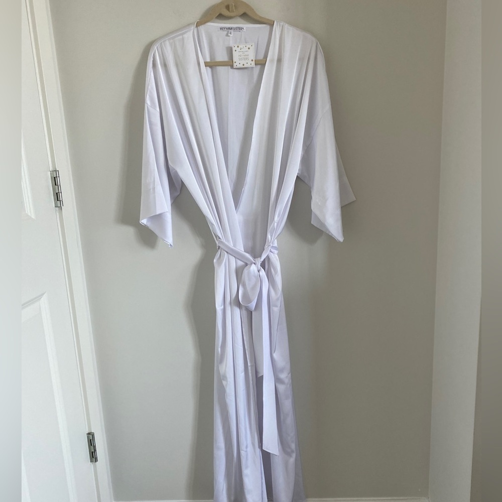 Long Kimono, Robe, Summer, Unisex, Women’s, White Hey Mimi Sisters Size L/XL